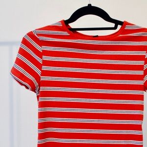 Red Striped Retro Style Shirt, 70s Style